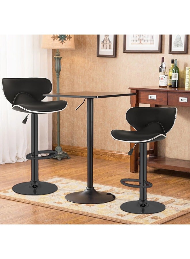 Beauenty 2 Counter Height Adjustable Bar Stools With Back  PU Leather Swivel Kitchen Counter Chairs, Dining Stools (Black) - Image 5