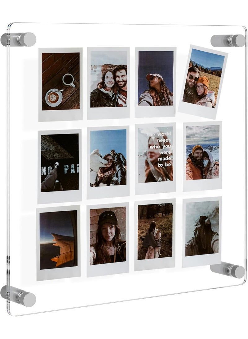 سلاسة إطار عرض صور جداري شفاف من الأكريليك من SLASA مقاس 8×8 إنش – إطار عائم بدون حواف بطبقتين لعرض الأعمال الفنية والصور – الحجم الكامل 10.5×10.5 إنش - Image 1