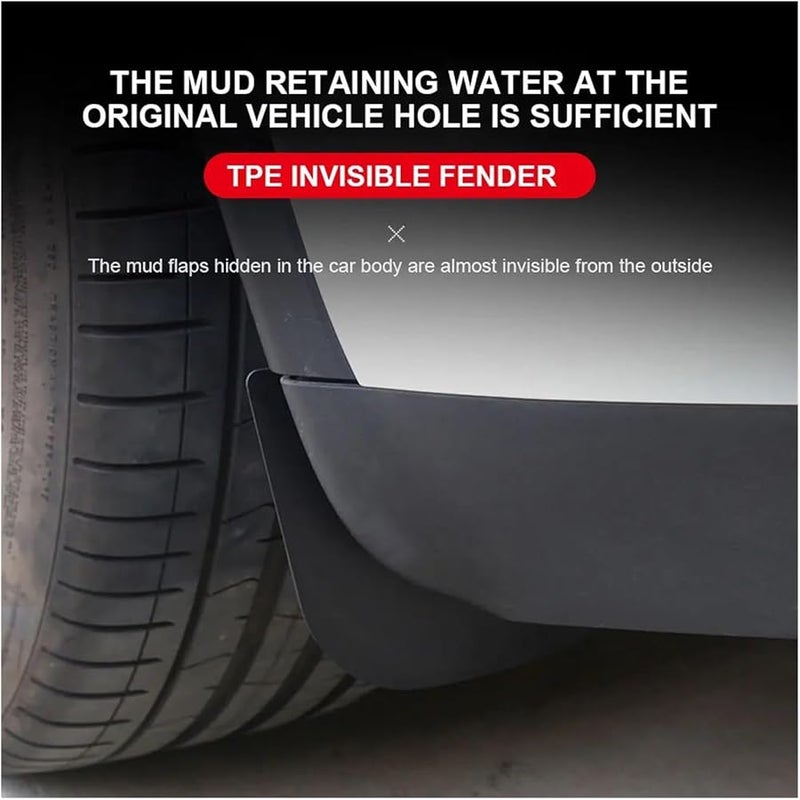 Tesla Model Y Mud Guards 4Pcs TPE Fenders Snap Installation Impact Resistant - Image 3