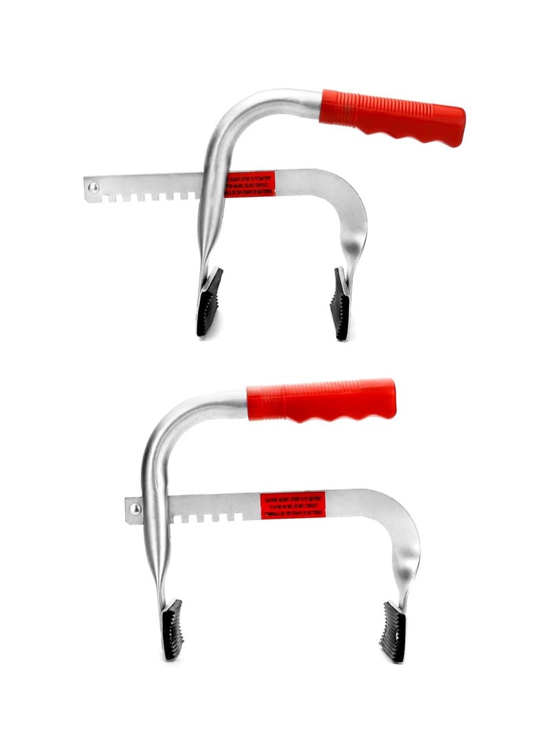 Battery Carrier, Battery Rack with Pads, Adjustable from 5" to 7", for Lifting and Carrying Batteries, 2 Pack