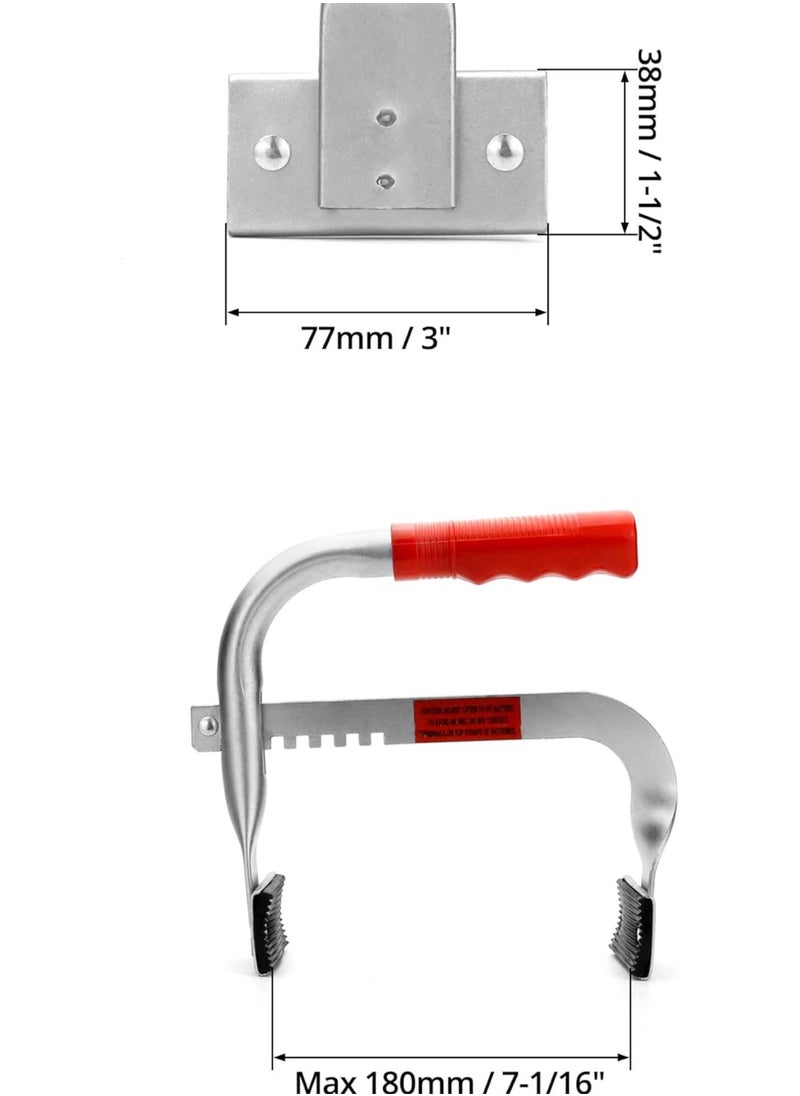 Battery Carrier, Battery Rack with Pads, Adjustable from 5" to 7", for Lifting and Carrying Batteries, 2 Pack