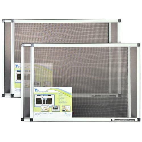 Fenestrelle Expandable Window Screen – 20″ H × 28″–54″ W Horizontal, 2‑Way Adjustable Window Screen with Flame Resistant Fiberglass Mesh, Pack of 2 - Image 1