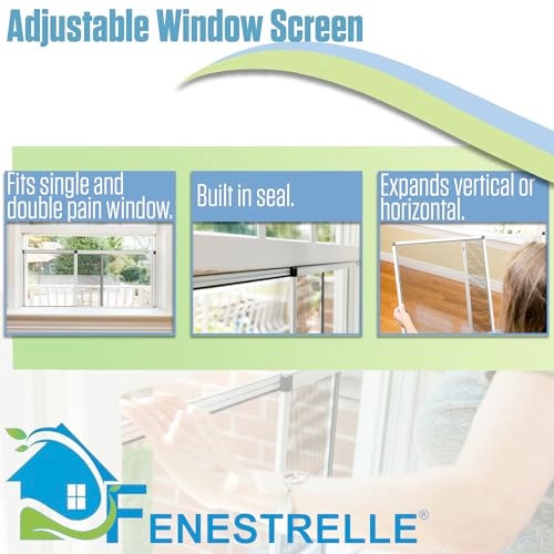 Fenestrelle Expandable Window Screen – 20″ H × 28″–54″ W Horizontal, 2‑Way Adjustable Window Screen with Flame Resistant Fiberglass Mesh, Pack of 2 - Image 3