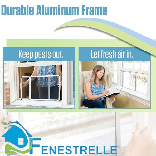 Fenestrelle Expandable Window Screen – 20″ H × 28″–54″ W Horizontal, 2‑Way Adjustable Window Screen with Flame Resistant Fiberglass Mesh, Pack of 2 - Image 4