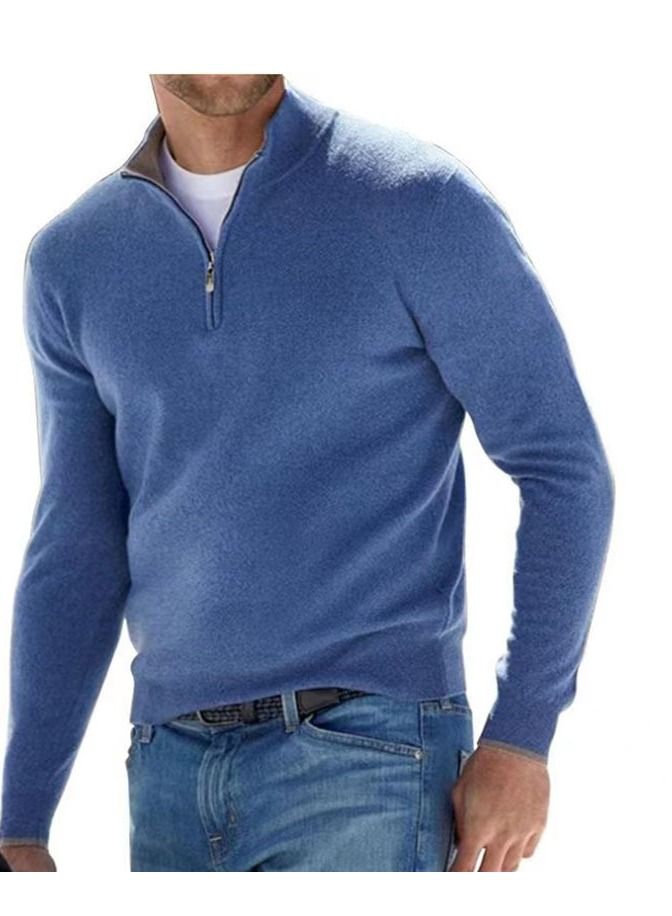 Loquat Fall Long Sleeved V-Neck  Zipper Men's Casual Sweater 