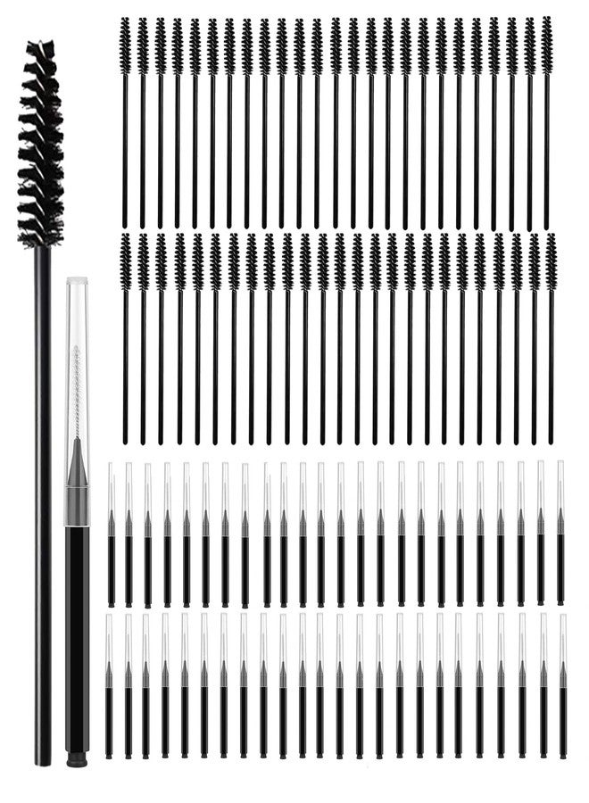 IAIHBBLY 120 Pcs Micro Eyebrow Brush Set, Eyebrow Spoolie Brow Lamination Brush Supplies for Eyebrows Eyelash Brushes Lash Lift Tool for Brows and Lashes Comb Extensions (2 Style, Black) - Image 1