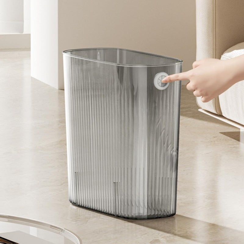 iplusmile Trash Can for Narrow Spaces, No-Press Ring Plastic Wastebasket for Bathroom and Bedroom, Grey Rubbish Bin for Home Office Storage - Image 5