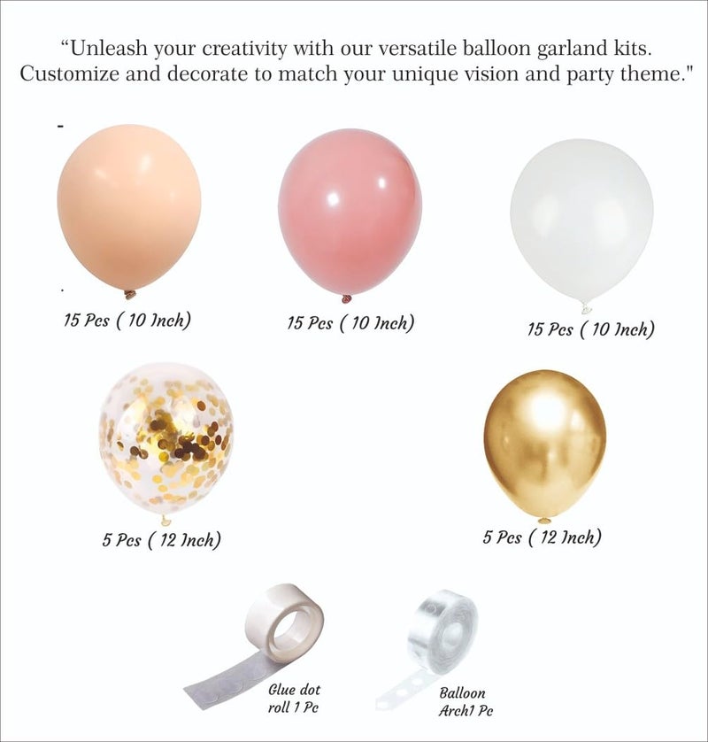 YOURS DECOR Balloon Decoration Kit - 57 Pcs Golden Chrome, Pink & White Balloons for Birthday, Weddings, Anniversary & Events Garland Set | Birthday Decoration Items for Kids & Adults - Image 2