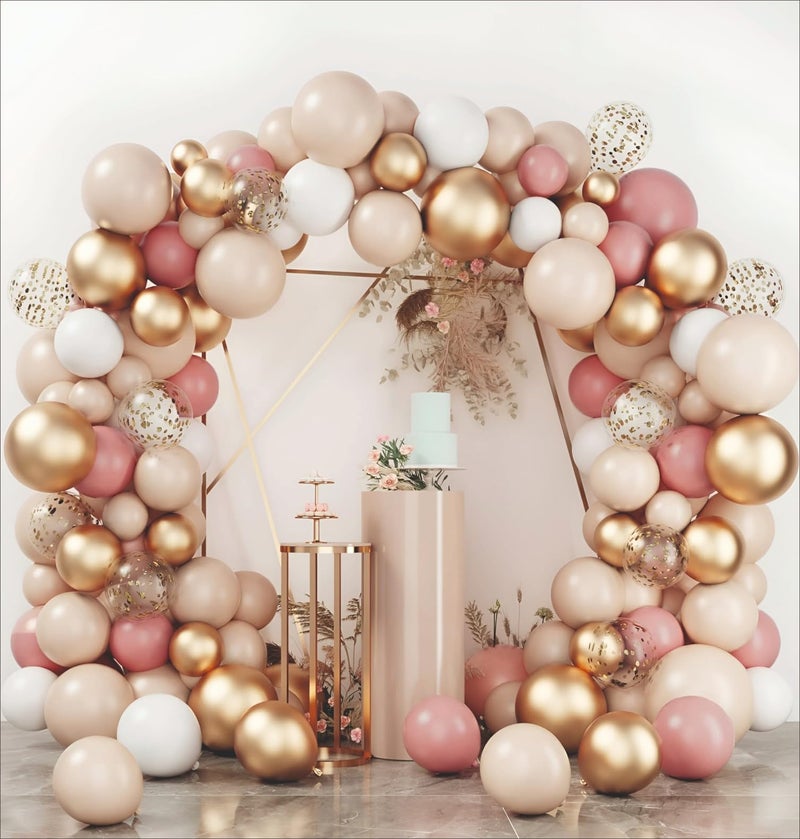 YOURS DECOR Balloon Decoration Kit - 57 Pcs Golden Chrome, Pink & White Balloons for Birthday, Weddings, Anniversary & Events Garland Set | Birthday Decoration Items for Kids & Adults - Image 1