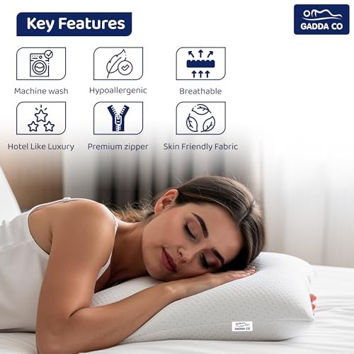 GADDA CO Orthopedic Memory Foam Pillow for Neck Pain Relief | Ergonomic Cervical Support for Spinal Alignment & Better Sleep | 2-Year Warranty | 25x 16 x 4 inch | White | Pack of 1 - Image 5