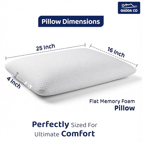 GADDA CO Orthopedic Memory Foam Pillow for Neck Pain Relief | Ergonomic Cervical Support for Spinal Alignment & Better Sleep | 2-Year Warranty | 25x 16 x 4 inch | White | Pack of 1 - Image 3