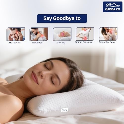 GADDA CO Orthopedic Memory Foam Pillow for Neck Pain Relief | Ergonomic Cervical Support for Spinal Alignment & Better Sleep | 2-Year Warranty | 25x 16 x 4 inch | White | Pack of 1 - Image 2