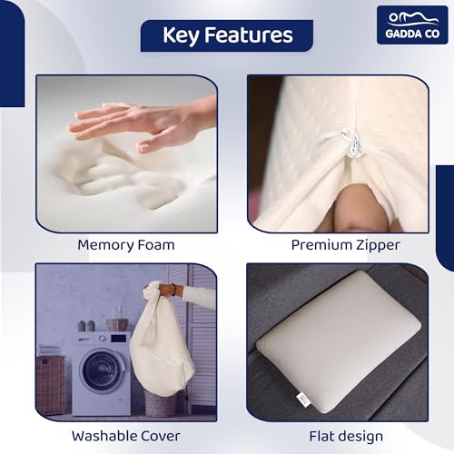 GADDA CO Orthopedic Memory Foam Pillow for Neck Pain Relief | Ergonomic Cervical Support for Spinal Alignment & Better Sleep | 2-Year Warranty | 25x 16 x 4 inch | White | Pack of 1 - Image 4