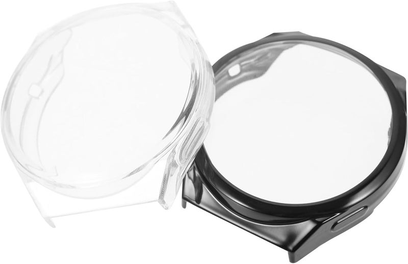 Kisangel 2Pcs TPU Electroplated Watch Case Protective Screen Cover Compatible with Huawei Watch 46mm, Black Anti-Scratch Detachable Smartwatch Accessories for Daily Use - Image 1