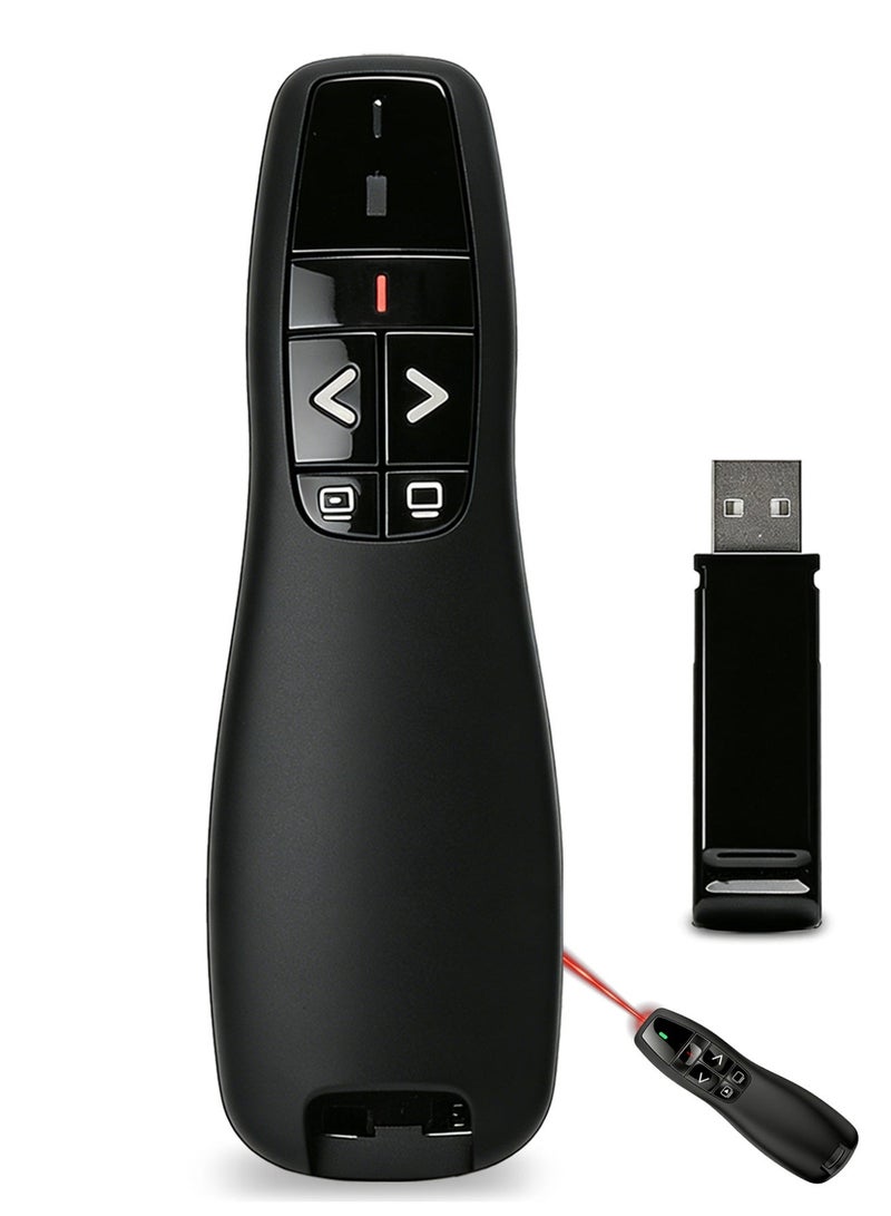 TOPONIEX Wireless Presenter, 2.4G Wireless Laser Pointer with Ergonomic Grip, 4-Button Control & USB Receiver Storage, Black - Image 1