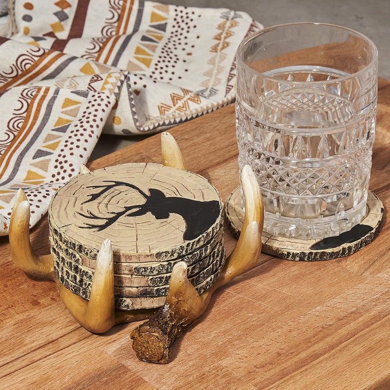 Cabin Obsession Deer Antlers Coaster Set of 6 â€“ Handcrafted Deer Antler Decor and Man Cave Gifts for Men - 6 Full Size Deer Antlers Coasters for Man Cave DÃ©cor - Image 3