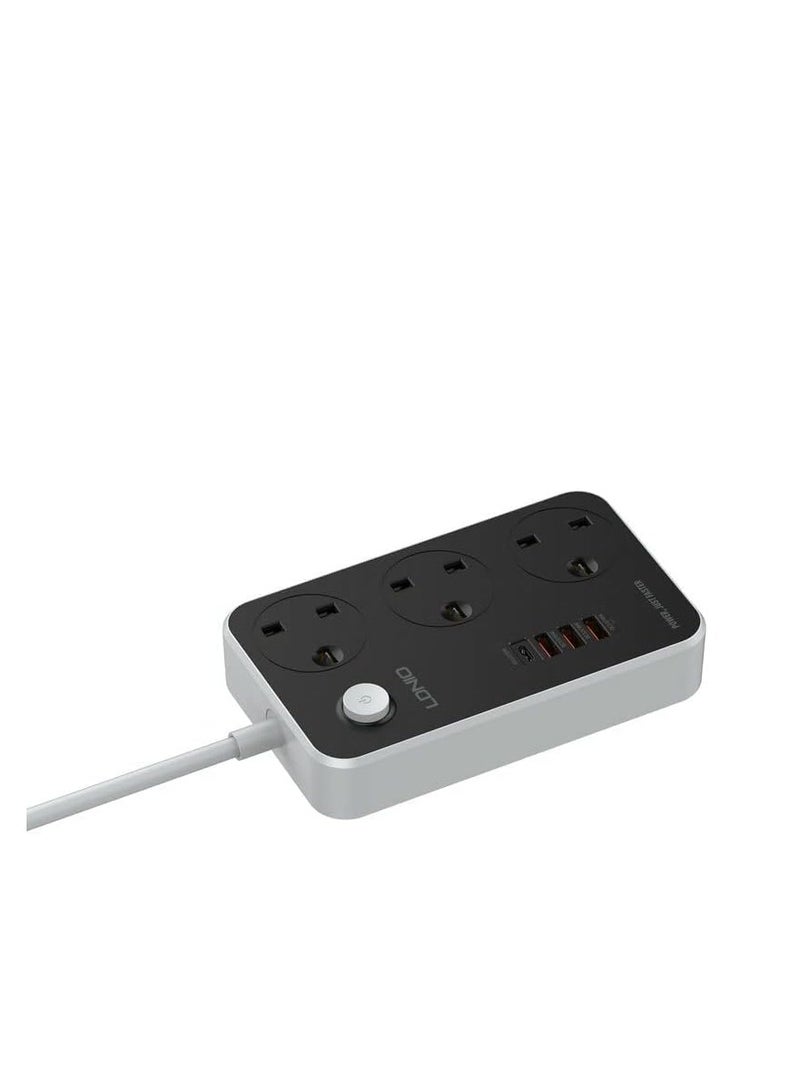 LDNIO Power Extension Socket Surge Protector with 3 Outlets 3 USB ports 1 PD port compatible With 3 Pin Plug  - Image 2