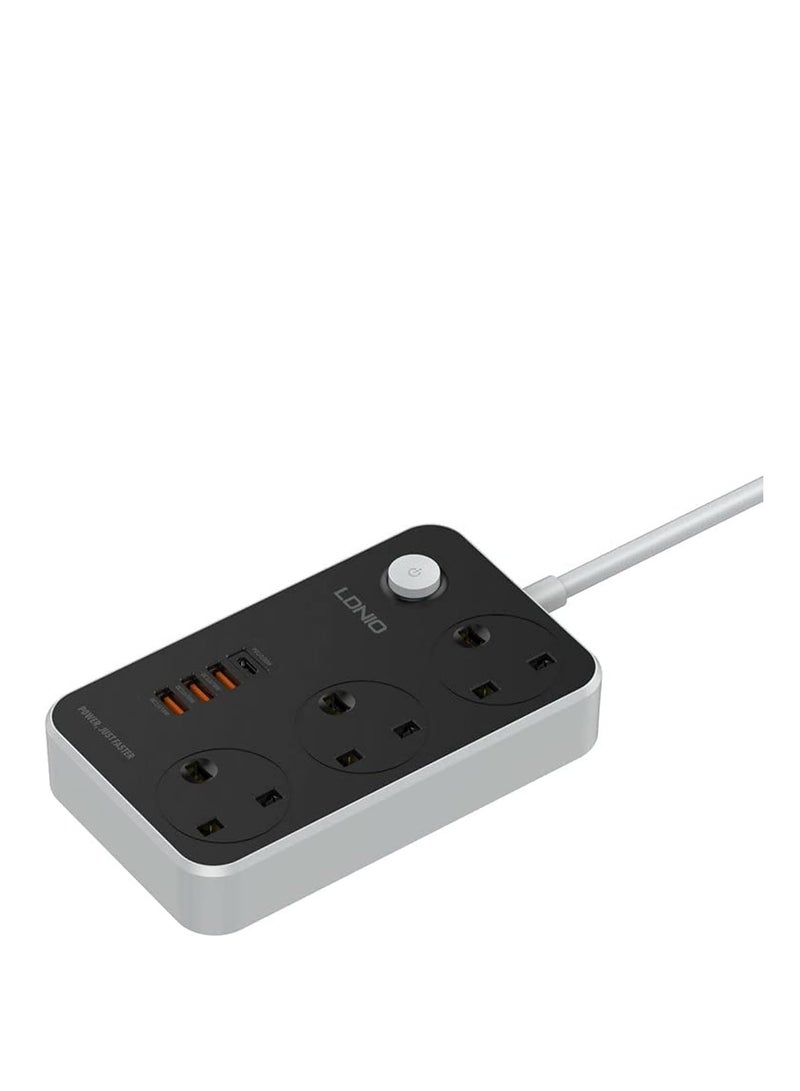 LDNIO Power Extension Socket Surge Protector with 3 Outlets 3 USB ports 1 PD port compatible With 3 Pin Plug  - Image 4