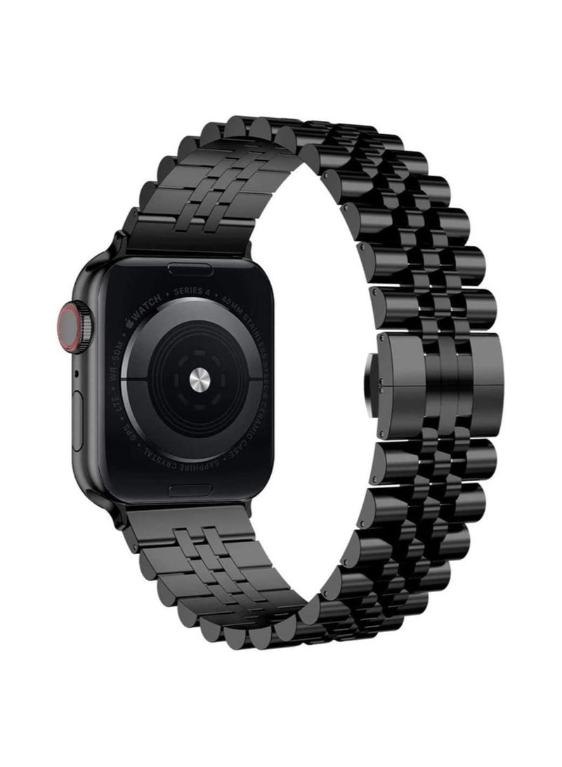 Captaintech accessoryME Replacement Band Compatible with Apple Watch 41mm / 40mm / 38mm, Stainless Steel Solid Strap Metal Bracelet for Apple Watch Series 8 7 6 5 4 3 2 SE (Black) - Image 3