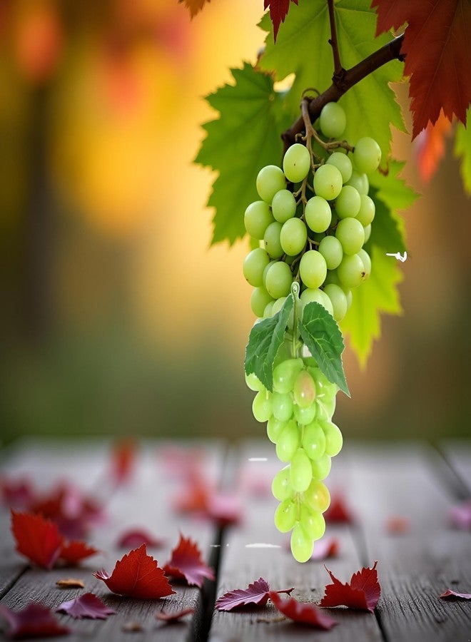 WLngtv 1 Bunches Green Artificial Grapes Plastic Hanging Grapes Decorative Fake Faux Fruit Centerpieces Props Simulated Fruit Ornaments for Home Kitchen - Image 3