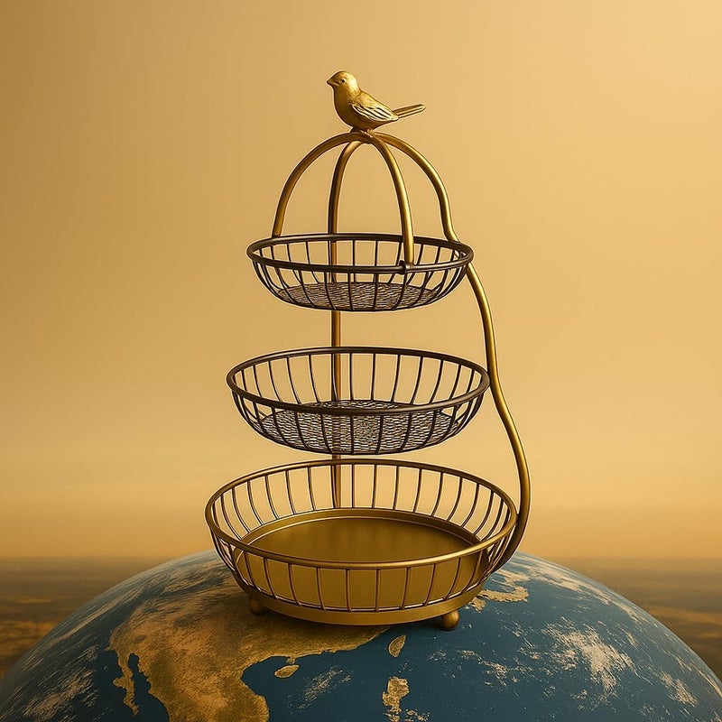 BS B&S 3-Tier Metal Fruit Basket Stand - Image 1