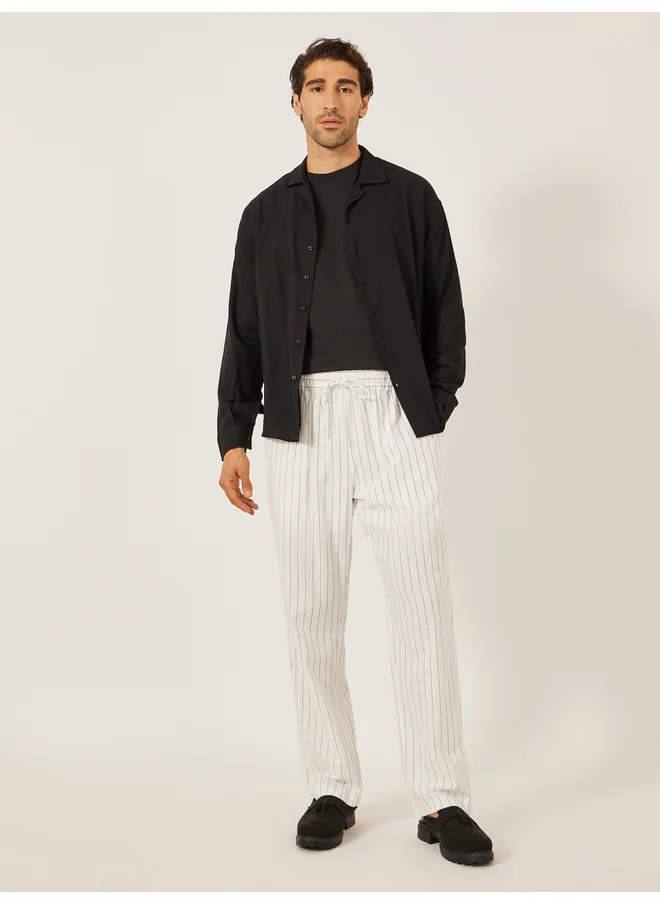 Take Two Take Two Striped Drawstring Waist Relaxed Fit Pants with Pockets