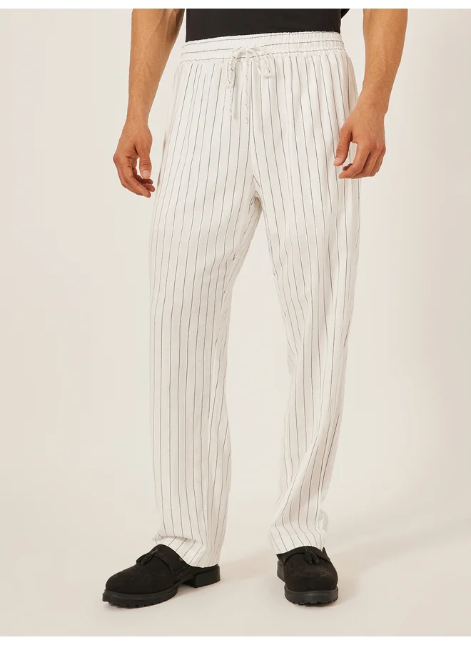 Take Two Take Two Striped Drawstring Waist Relaxed Fit Pants with Pockets