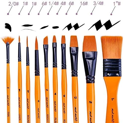 R H LIFESTYLE R H lifestyle Art Paint Brushes Set for Painting 10 Variety of Brushes in Wallet Perfect for Beginners Professionals and Artists Acrylic Brush Set Taklon Brushes  - Image 3