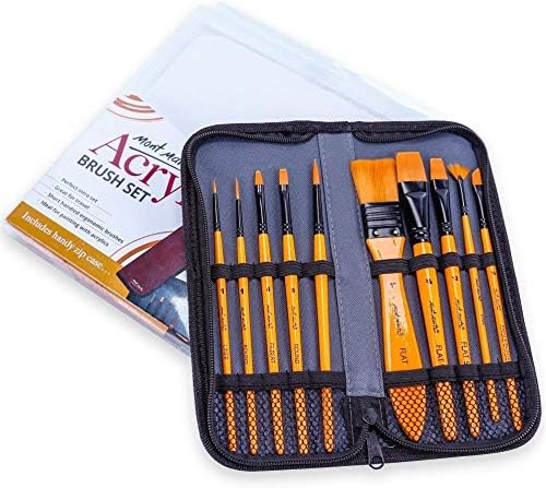R H LIFESTYLE R H lifestyle Art Paint Brushes Set for Painting 10 Variety of Brushes in Wallet Perfect for Beginners Professionals and Artists Acrylic Brush Set Taklon Brushes  - Image 2