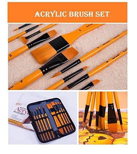 R H LIFESTYLE R H lifestyle Art Paint Brushes Set for Painting 10 Variety of Brushes in Wallet Perfect for Beginners Professionals and Artists Acrylic Brush Set Taklon Brushes  - Image 4