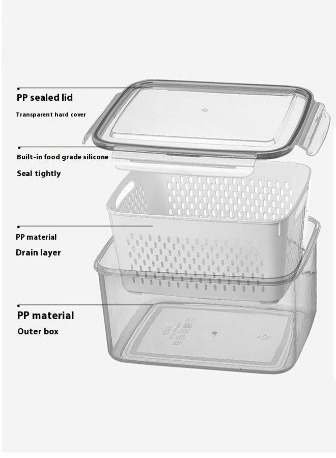 3-Piece BPA-Free PP Food Storage Containers Set with Drainage Basket, Stackable & Airtight Lid for Refrigerator - Image 1