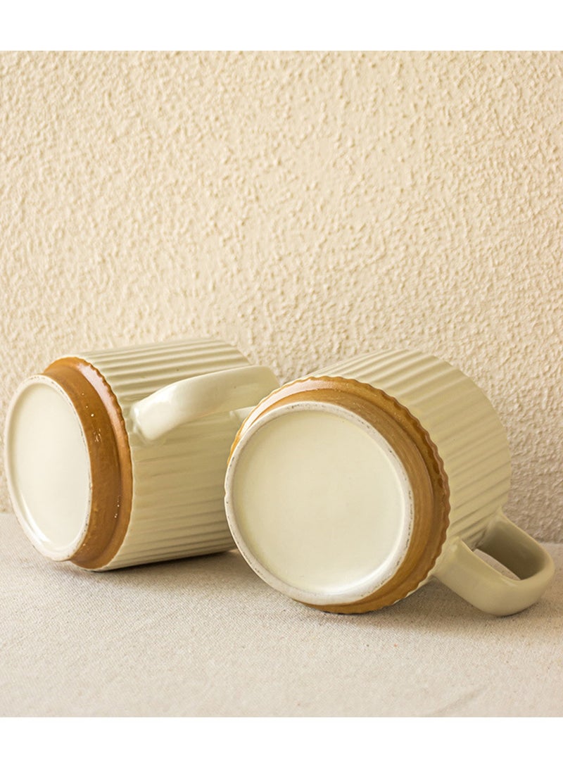 TDAO Ceramic Stoneware Coffee Mug 300ml with Handle Retro Style Drinkware for Coffee Tea Cocoa Milk Everyday Use Home Kitchen - Image 5