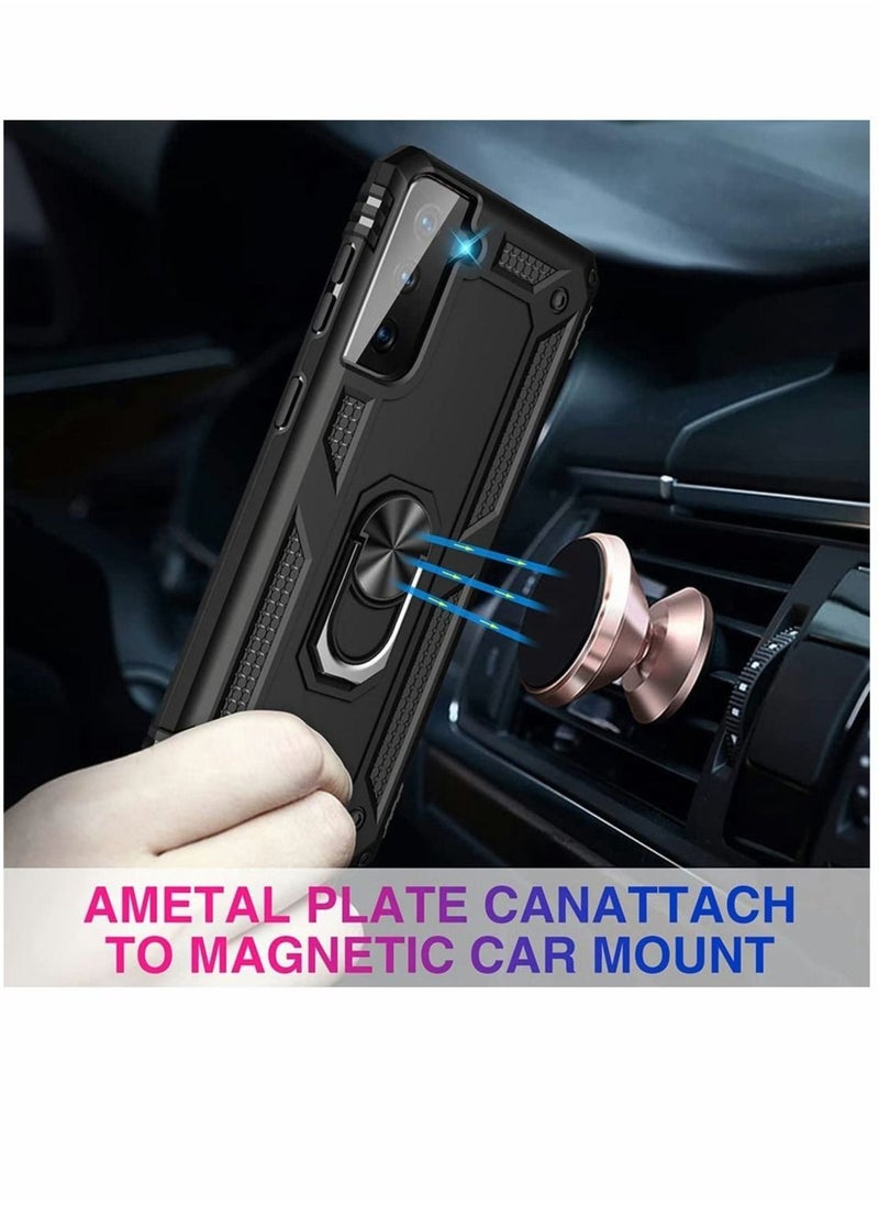 SYOSI - Case for Samsung S21 FE Heavy Duty Hard Armor Military Anti Fall Shockproof Bumper Rugged with Magnetic Ring Kickstand Cover Galaxy 5G Cases 2022 Black - Image 1