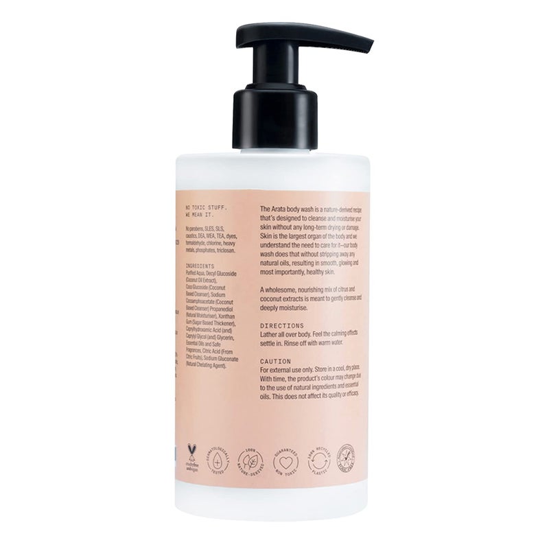 Arata Hydrating & Non-Drying Body Wash With Ayurvedic Coconut & Citrus | All Natural, Vegan & Cruelty-Free | Gentle Cleansing For Women & Men | No SLS, No Parabens - 10 Fl Oz - Image 2