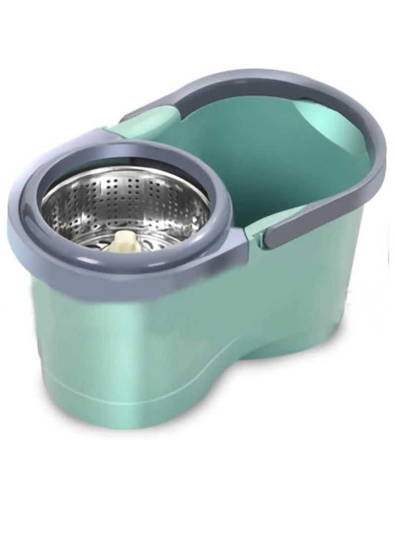 Spin Mop For Floor Cleaning Stainless Steel Mop and Bucket With Telescopic Handle Hands Free Wringing Floor Mop With 6L Large Capacity and Reusable Refills For Home Office Aqua Green/Grey - Image 2
