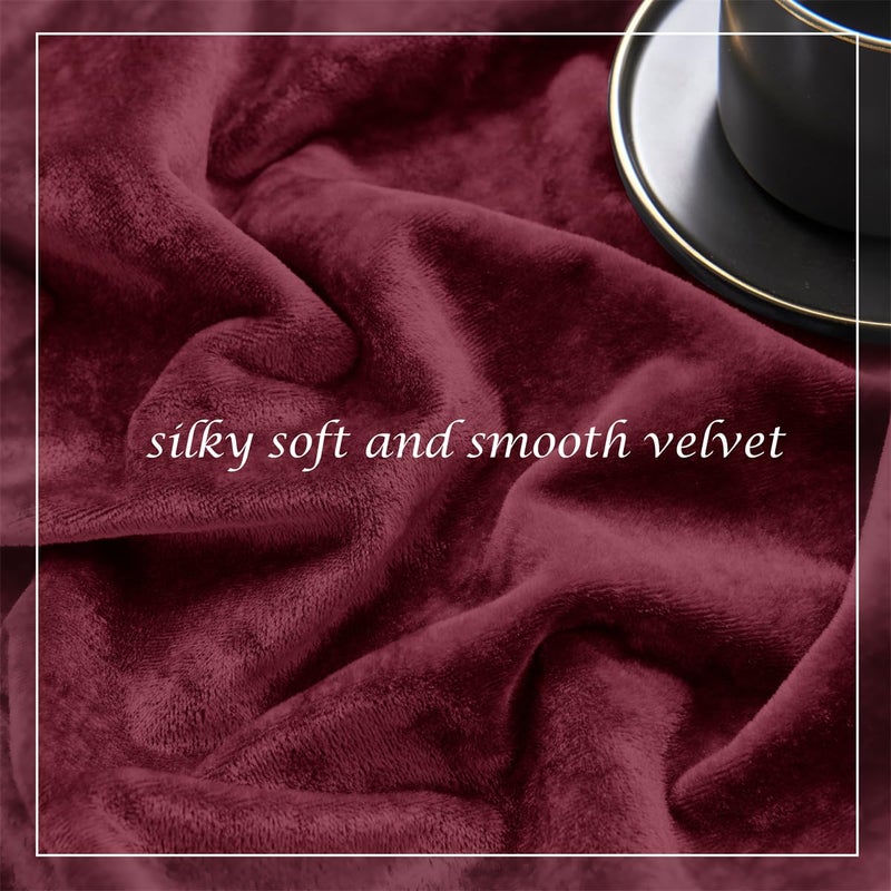 SMILETIME Burgundy Red Crushed Velvet Grommet Curtains 52x96 inch Luxurious Thermal Insulated Soundproof Drapes for Living Room Office Soft and Durable Light-Filtering Window Treatments, 2 Panels - Image 5