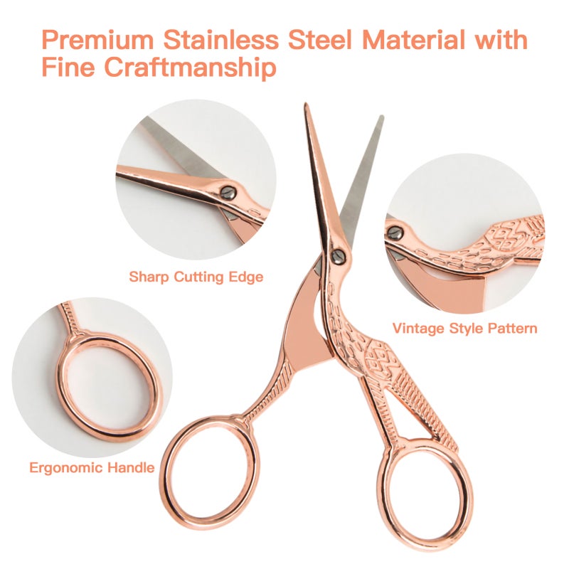 Precision Scissors 4.5Inch Stainless Steel Gold Finish - Durable Ergonomic Bending Handle Crafting Tool for Sewing Diy Home Office Use - Image 2