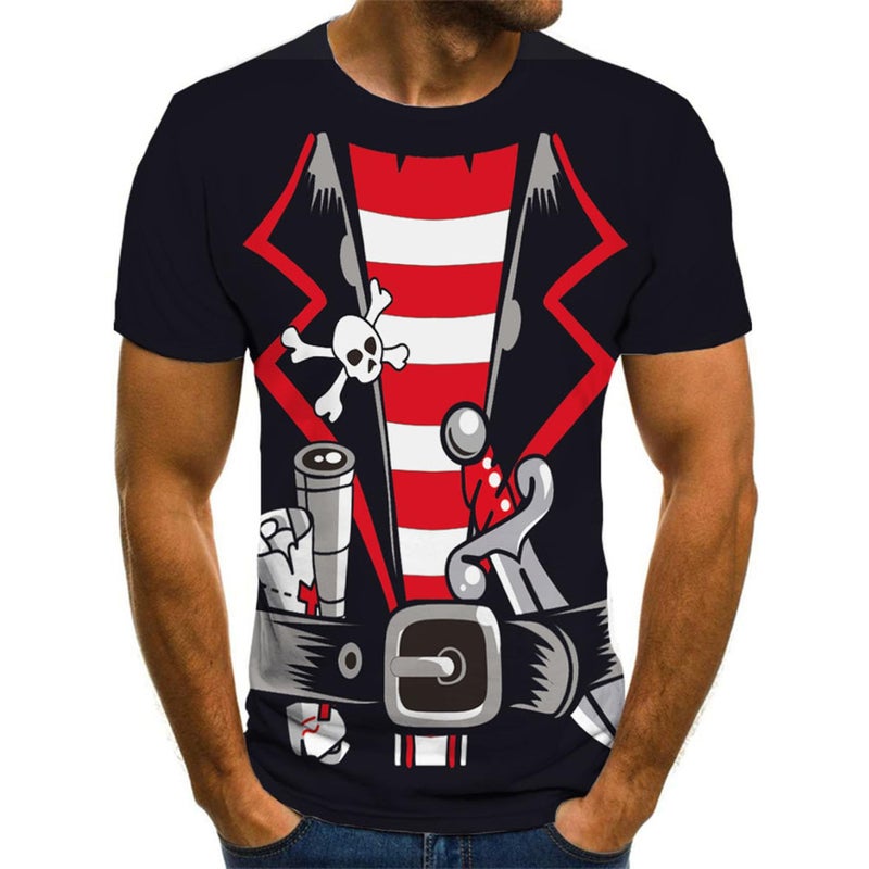 KYKU Adult Pirate Costume Mens Pirates T-Shirt Novelty Captain Tee, Black, Large - Image 2