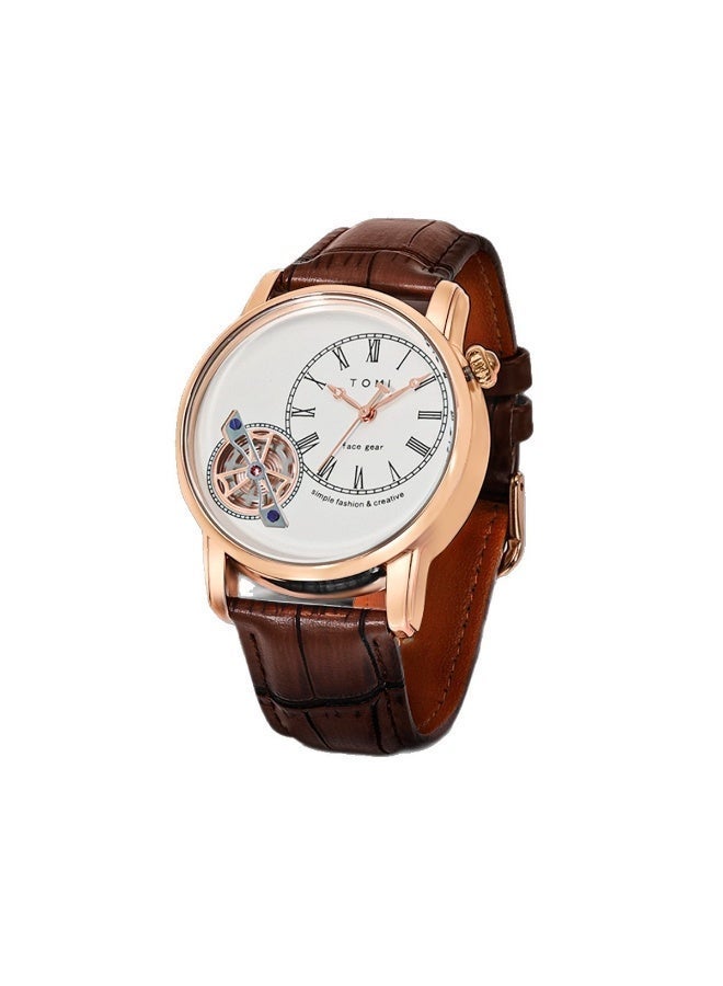 TOMI Men's Quartz Watch Business Leather Strap Waterproof Wristwatch New Arrival - Image 2