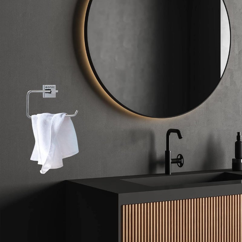 eonic eonic Stainless Steel Napkin Holder for Bathroom Wall Mounted Towel Ring Hanger for Kitchen and Wash Basin Chrome Finish  - Image 4