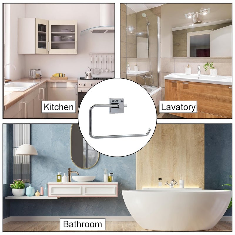 eonic eonic Stainless Steel Napkin Holder for Bathroom Wall Mounted Towel Ring Hanger for Kitchen and Wash Basin Chrome Finish  - Image 3