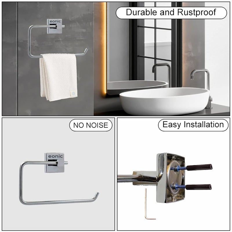 eonic eonic Stainless Steel Napkin Holder for Bathroom Wall Mounted Towel Ring Hanger for Kitchen and Wash Basin Chrome Finish  - Image 5