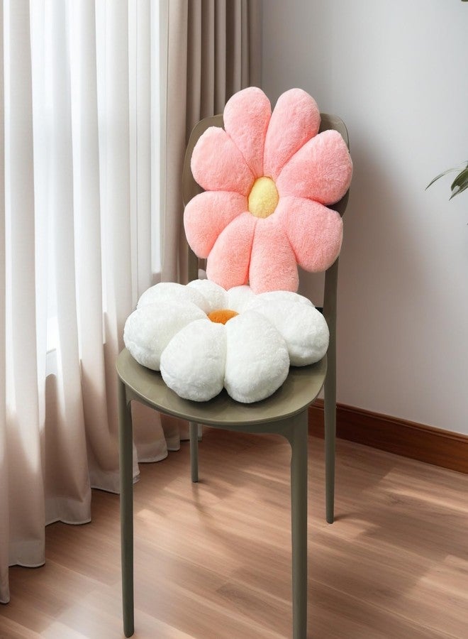 JZNEXD 2 Pcs Flower Pillow Daisy Preppy Throw Pillows Set, Cute Teen Girls Bedroom Preppy Room Decor Aesthetic Decorative Throw Pillows for Bed Sofa Chair Home Decor (Pink & White) - Image 3