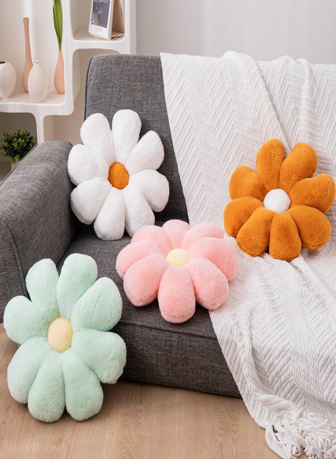JZNEXD 2 Pcs Flower Pillow Daisy Preppy Throw Pillows Set, Cute Teen Girls Bedroom Preppy Room Decor Aesthetic Decorative Throw Pillows for Bed Sofa Chair Home Decor (Pink & White) - Image 4