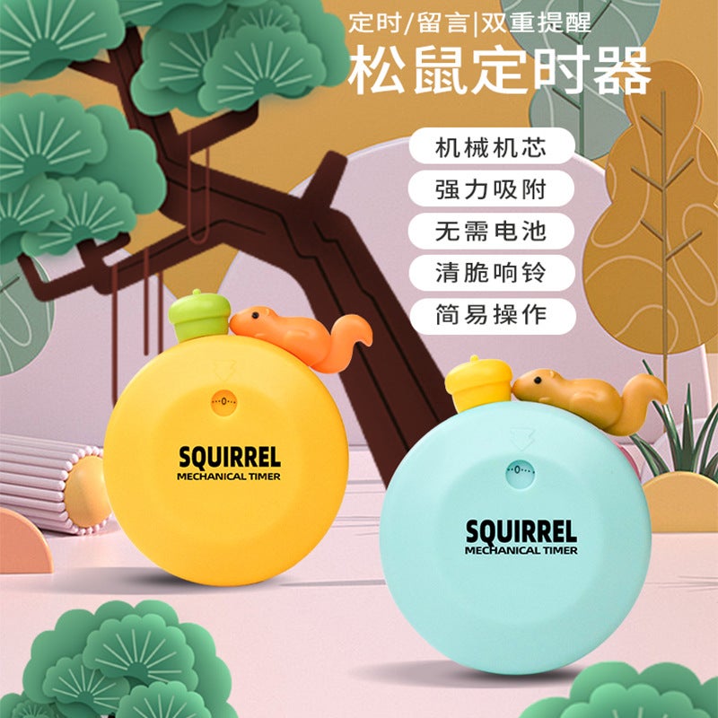 Children'S Cartoon Mechanical Timer Rabbit Squirrel Magnetic Mechanical Timer Student Timer Cooking Reminder - Image 4