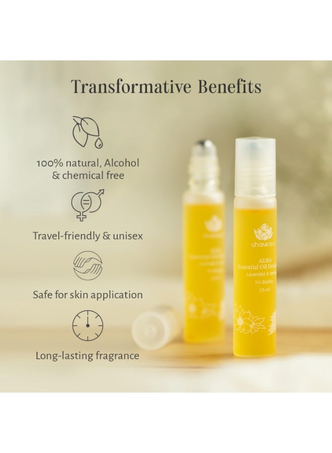 Shankara Aura Lavender and Vetiver Roll-On Oil Deodorant, With Pure Essential Oils, Natural Aromatherapy Fragrance for Long-Lasting Freshness (10ml) - Suitable for Men and Women, All Skin Types, Chemical-Free - Image 2
