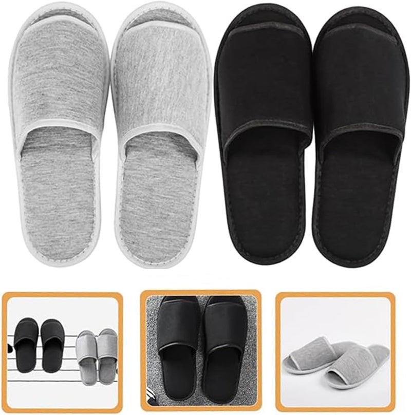 Excefore 2 Pairs Portable Travel Slipper Spa Hotel Open Toe Sandals Non Disposable Foldable Shoes Guest Indoor House Room Business Trip Party Washable Footwear with Bags - Image 4