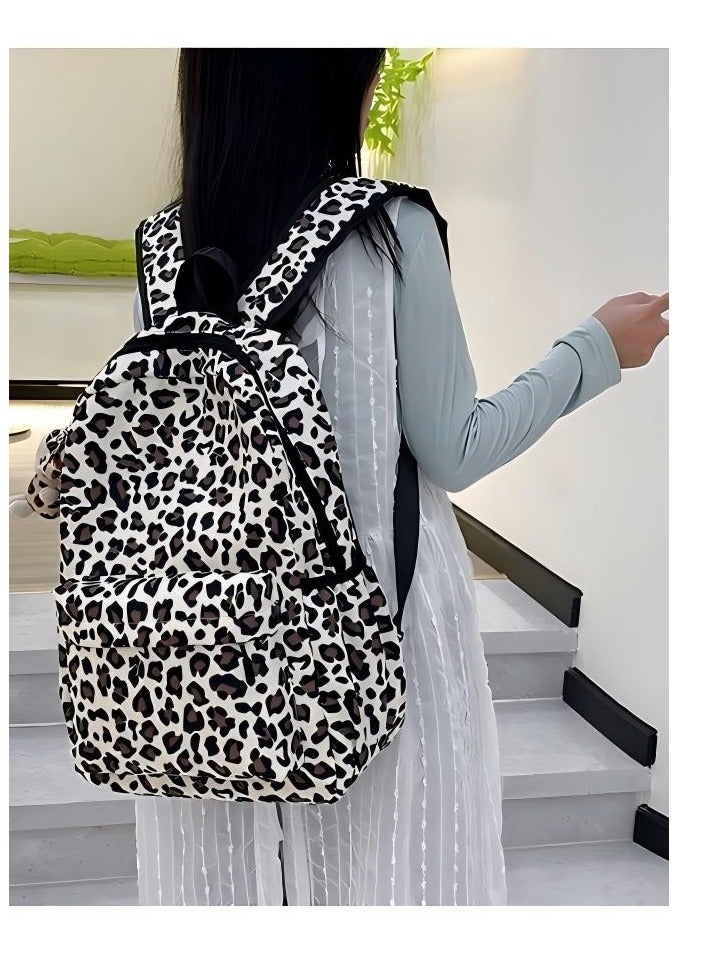 بيوتيفول حقيبة ظهر بطبعة جلد النمر عصرية جديدة، حقيبة ظهر خفيفة الوزن ومتعددة الاستخدامات لطالبات الجامعات، حقيبة ظهر للسفر والترفيه - Image 3