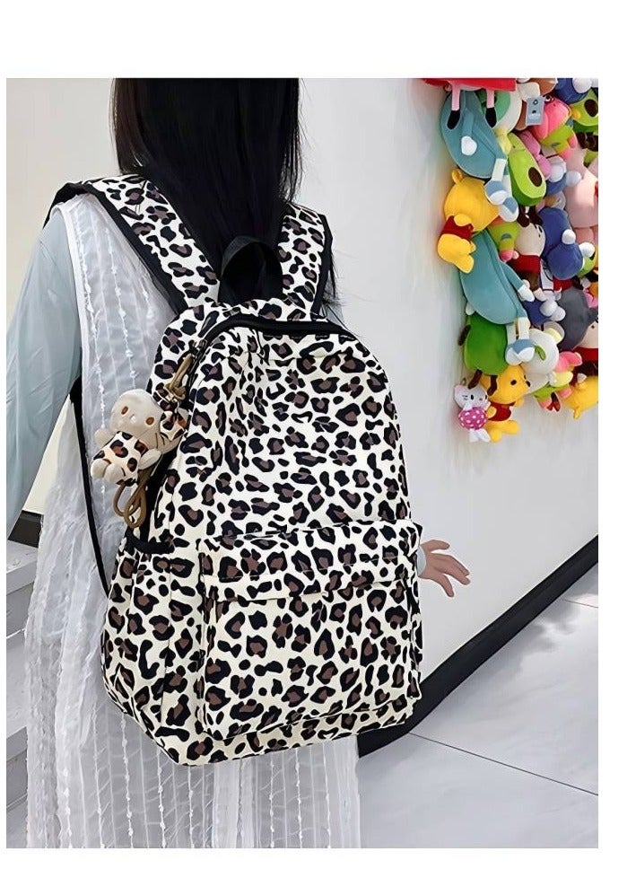 بيوتيفول حقيبة ظهر بطبعة جلد النمر عصرية جديدة، حقيبة ظهر خفيفة الوزن ومتعددة الاستخدامات لطالبات الجامعات، حقيبة ظهر للسفر والترفيه - Image 2