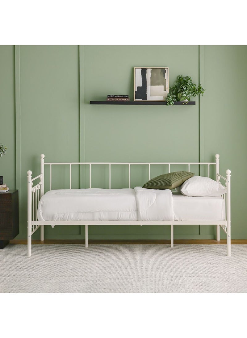 DANUBE HOME Bella Arrow 90x200 Metal Day Bed Without Mattress | Convertible Sleeping Sofabed | Comfortable Living Room Furniture L209xW96.8xH100cm - White  - Image 2